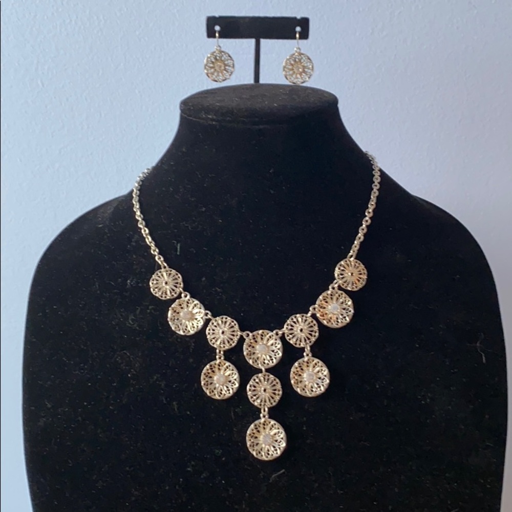 Charming Charlie Silver Necklace and Earring Set
